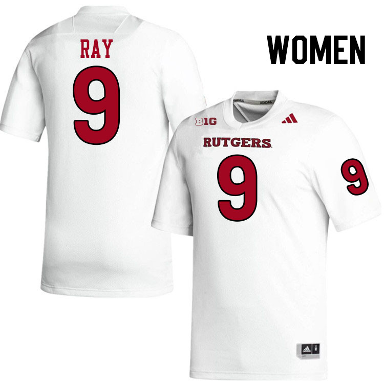 Women #9 Malcolm Ray Rutgers Scarlet Knights 2024 College Football Jerseys Stitched-White